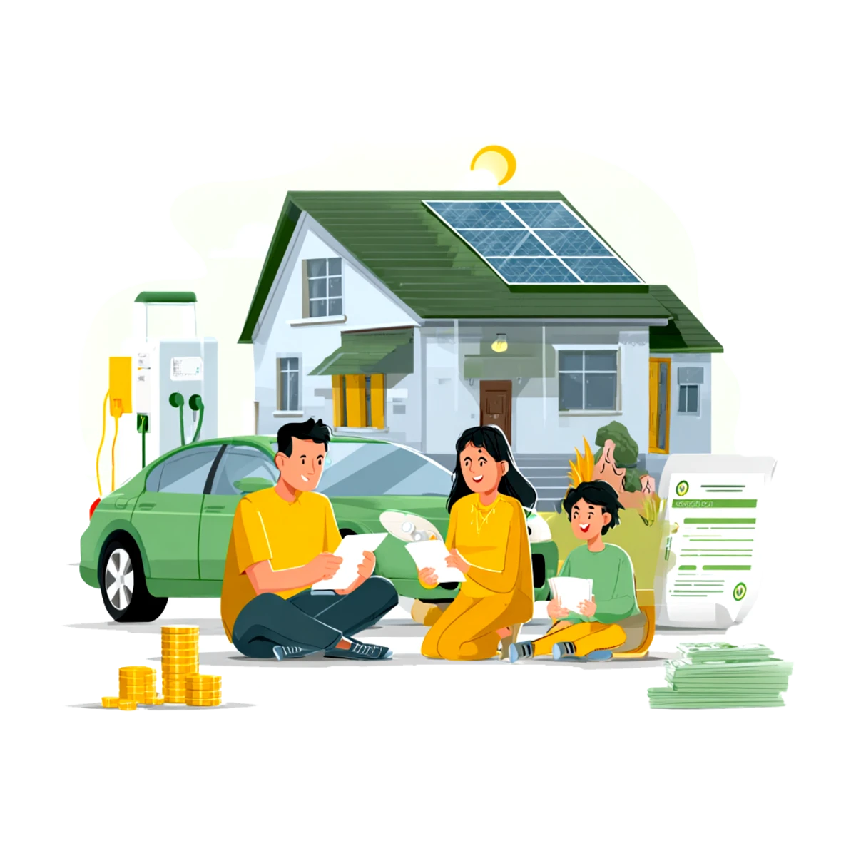 Famille satisfaite avec les services Instélec